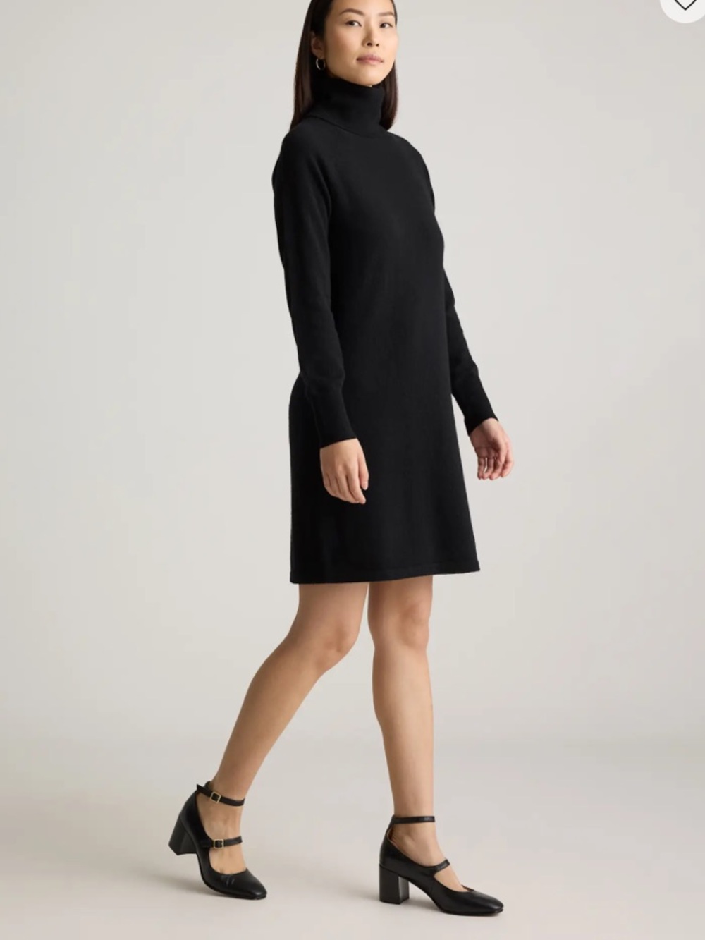 Quince Mongolian Cashmere Turtleneck Sweater Dress Black M - Picture 4 of 13